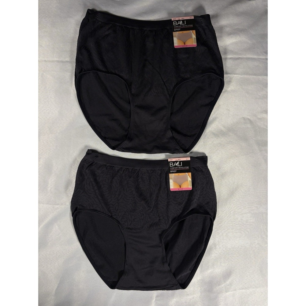 NEW Bali Comfort Revolution Seamless Black Brief 2 Pair DF803J Women Size 10/11